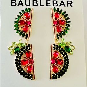 NWT Baublebar watermelon wedge rhinestone drop earrings